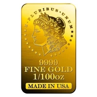 1/100 oz 9999 Fine Gold Bar Morgan Dollar