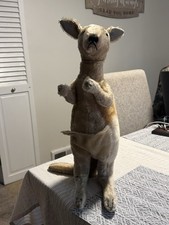 Vintage Steiff Mohair Kangaroo 21 Plush Animal Button Fair Condition LQQK