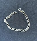 Vintage 925 Sterling Silver  Double Link Chain Charm Bracelet 8" Spring Ring