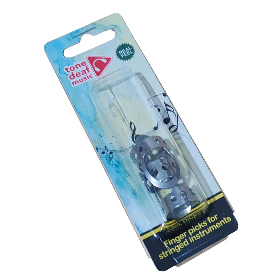 3 x stainless steel open design metal finger picks for guitar banjo dobro - Image 3 of 3