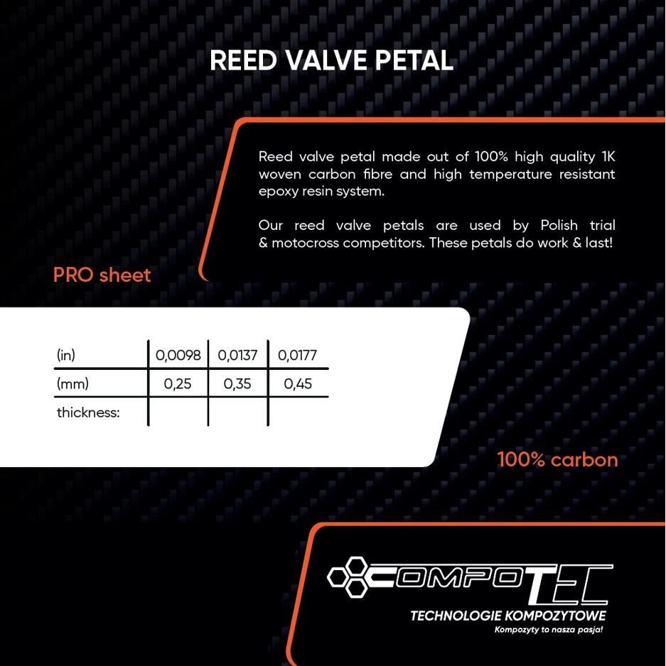 0.35mm/0.0137" thick REED VALVE PETAL SELF-CUT SHEET 100% CARBON FIBER - Image 2 of 2