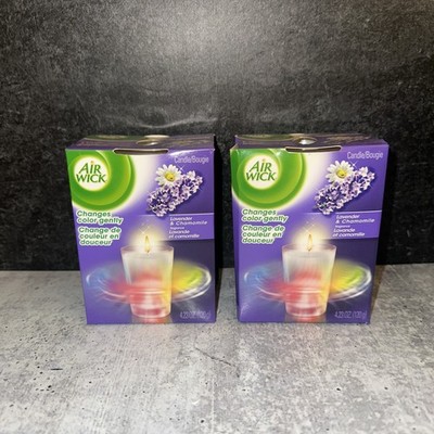 2 Lot AIRWICK Lavender & Chamomile COLOR CHANGING CANDLE Air Wick