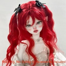 1/6 1/4 1/3 Red Water Wave Unfinished Wig High Temperature Fiber Wig For BJD