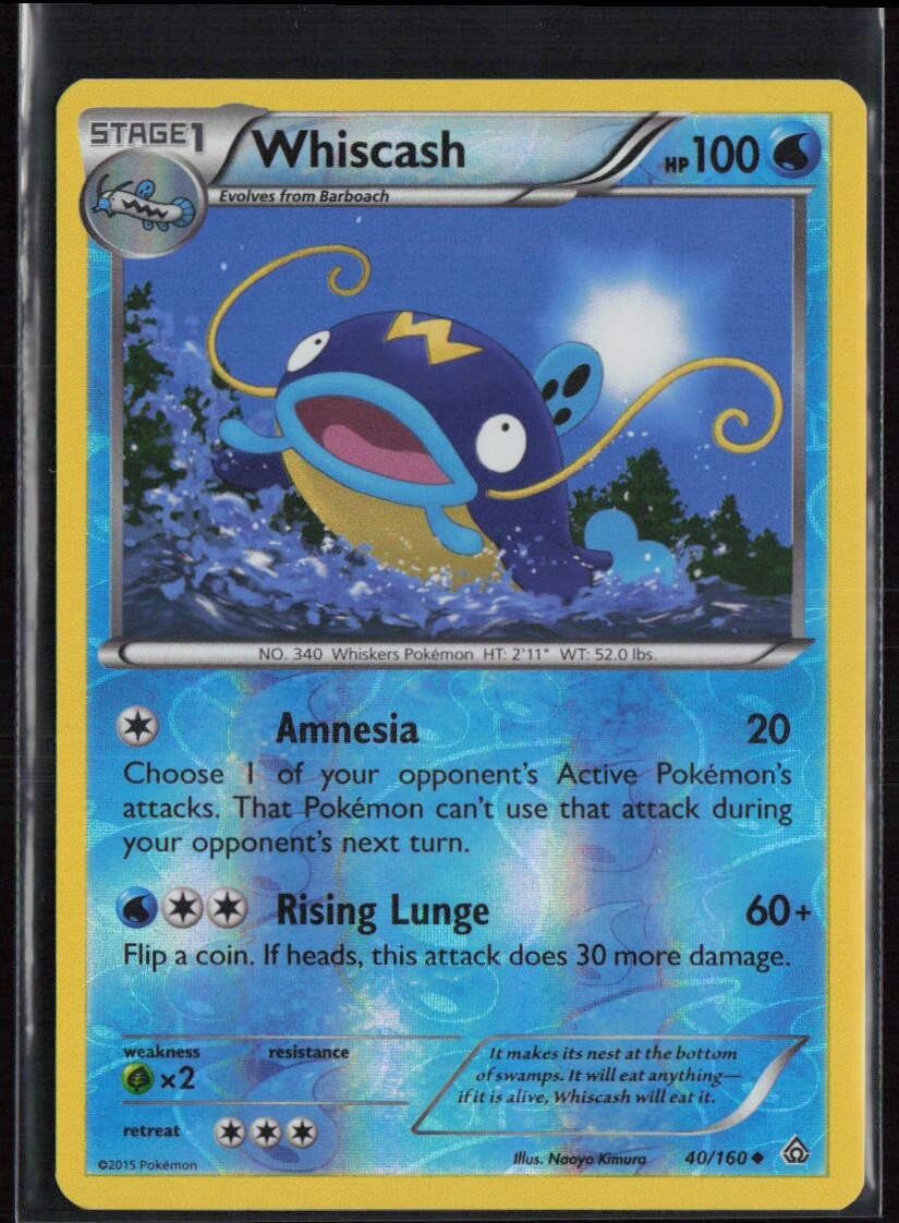 Whiscash 40/160 LP Primal Clash Uncommon Reverse Holo Pokemon