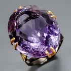 Handmade 36 ct+ Natural Amethyst Ring 925 Sterling Silver Size 8 /R456322
