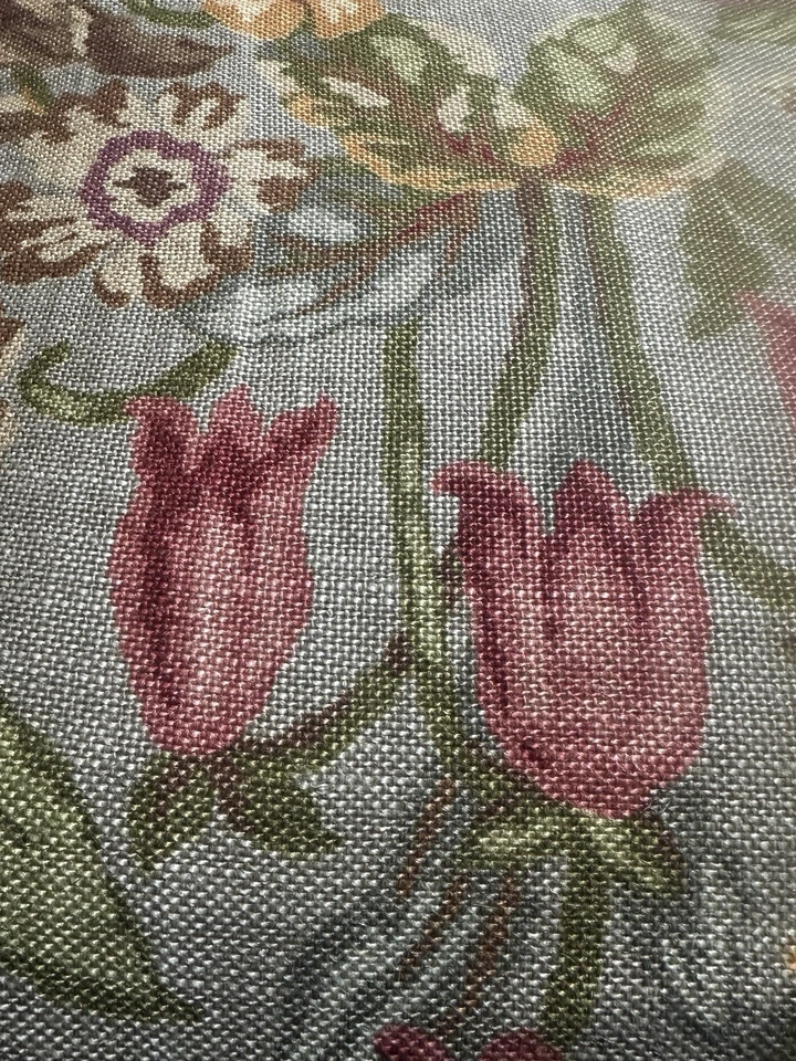 Cojín floral tapiz de colección 21"x21" almohada verde azulado terciopelo texturizado sensación trasera Foto 3 de 4