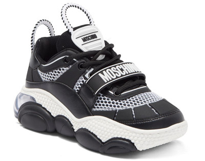 Moschino Bubble Teddy Women's Mesh Low Top Sneakers Black White Size 37 / US 7