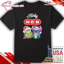 2025 Merry H-E-B Logo Baby Stitch And Baby Grinch Cup Shirt