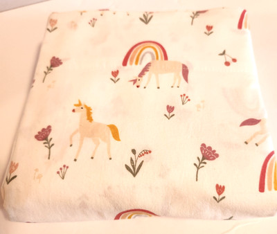 Pillowfort Flat Twin Bed Sheet Horse Pony Rainbow 100% Cotton
