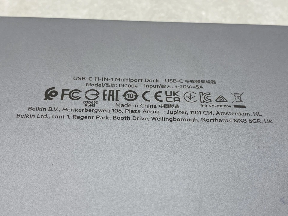 Belkin 11-in-1 USB-C Multiport Dock adapter for MacBook Windows PC Gray FREE S/H - Image 4 of 4