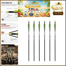 Pro Elite 400 Carbon Crossbow Arrows 20" 6-Pack Alpha-Nock HP Aluminum Bushing
