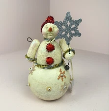 CM for Silvestri VINTAGE Articulating Snowman Figurine Red Pom Pom Hat See Cond