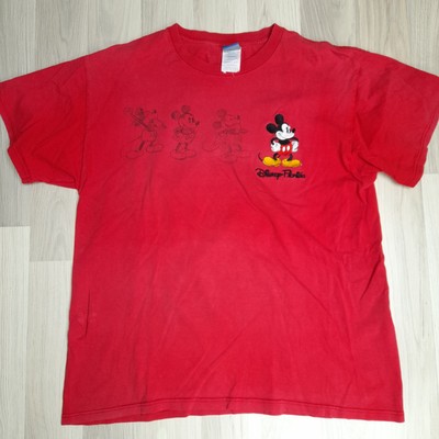 Vintage Disney Mickie Mouse Shirt Gestickt Cartoon Rot L Florida Micky Maus