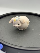 Precious Moments Pig Figurine Blue Flower Patch Enesco E-9267 1982 Vintage VGC