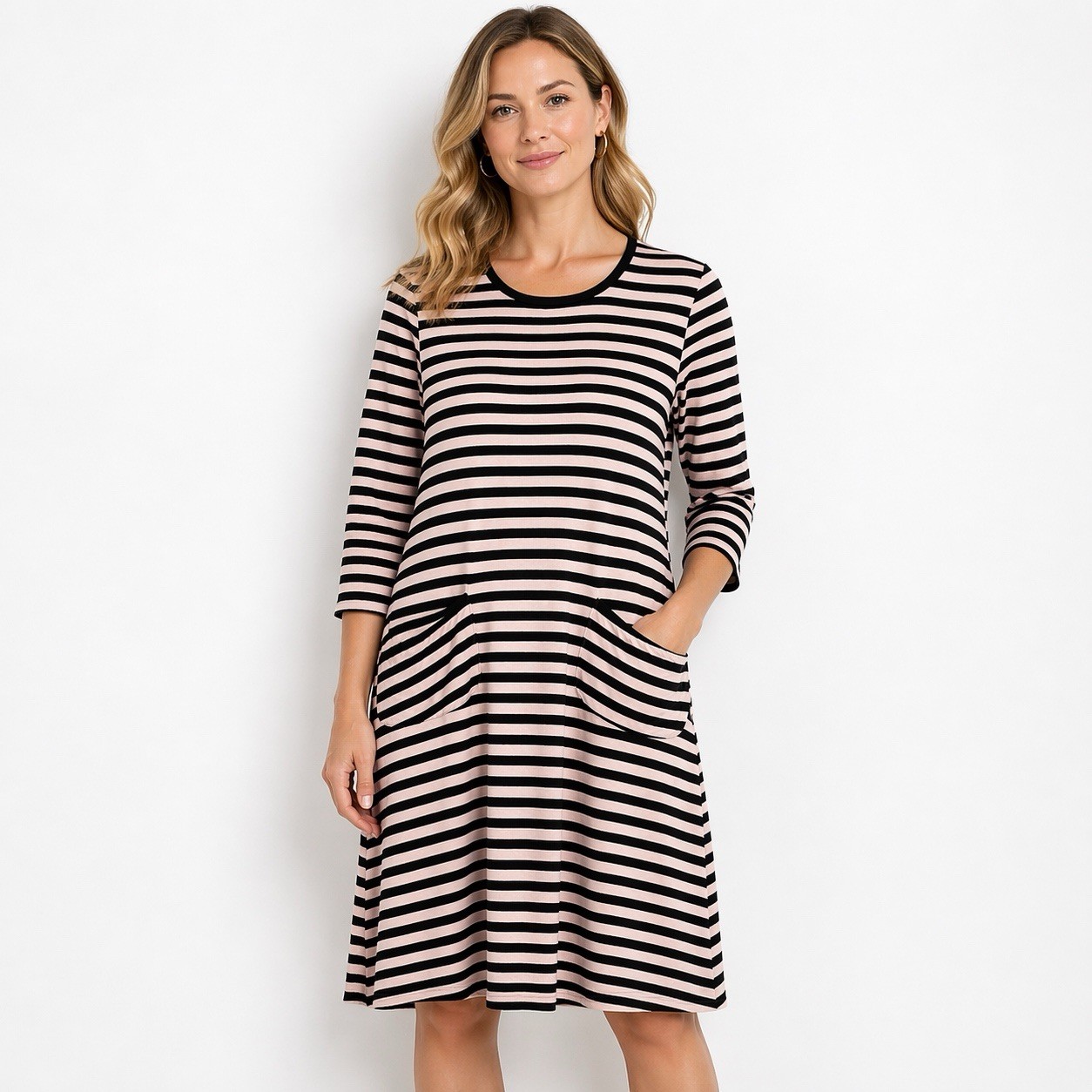 MARIMEKKO TIIA Dress A-Line Women's Striped Pockets Beige Size XS