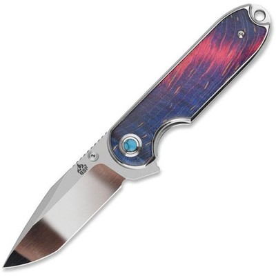 QSP Knife Nebula Linerlock Stabilized Wood Folding 14C28N Pocket Knife 168B