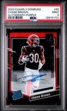 2023 CLEARLY DONRUSS #55 CHASE BROWN AUTOGRAPH-PURPLE RATED ROOKIE /175 PSA 9