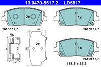 Bremsscheiben-BremsbeläGe-Kit ATE 13.0470-5517.2 Hyundai 58101-C5A75