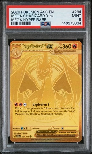 2026 POKEMON ASCENDED HEROES MEGA HYPER RARE MEGA #294 CHARIZARD Y EX PSA 9