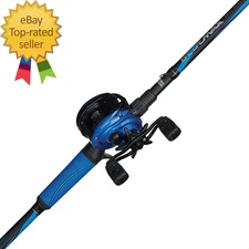Blue Max Low Profile Baitcast Reel and Fishing Rod Combo Ergonomic handle grips