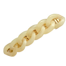 Large Ivory White Acrylic Hair Barrette Gold Tone Clip Weave Chain Thick Long
