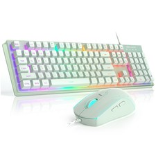 Gaming Keyboard Mouse Combo K1 RGB LED Backlit 104 Key Green Computer PC
