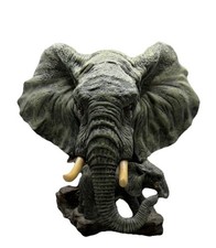Large Elephant And Calf Resin Head Study Figurine 10”