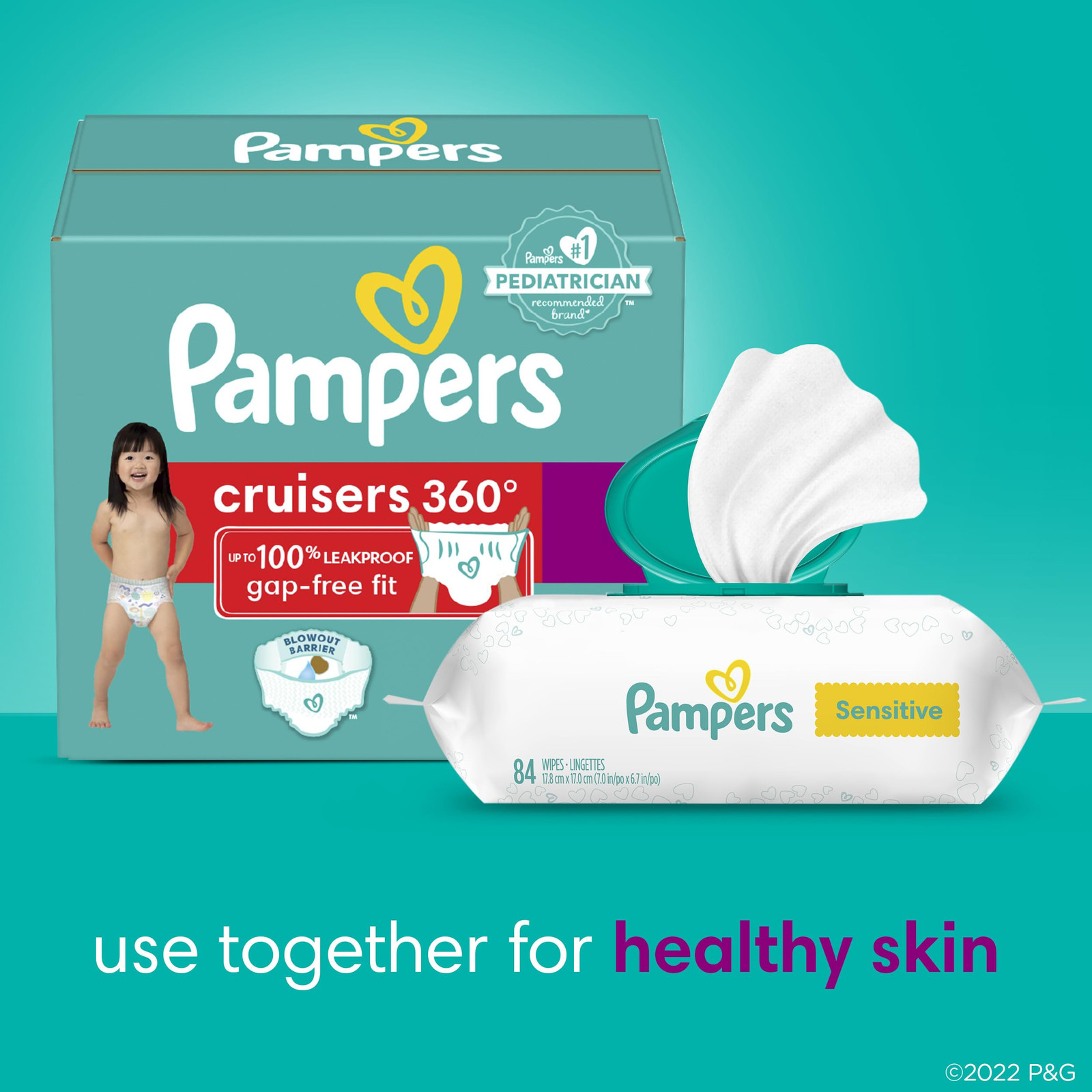 Pampers Cruisers 360 Diapers Size 3 4 5 6 7 Pull On Leak Proof for Active Babies