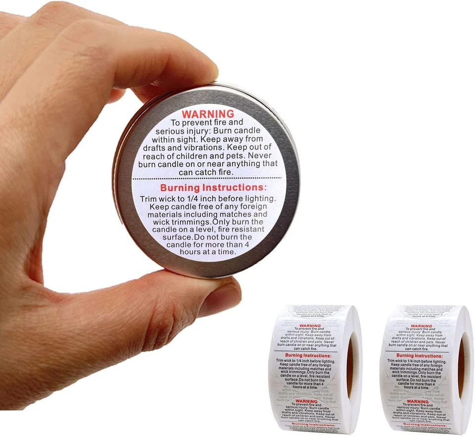 1000 piezas etiquetas de advertencia de velas, pegatinas de seguridad de velas de 1,5 pulgadas para hacer velas... Foto 2 de 4