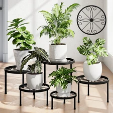 Bamworld 5-Pack Plant Stands Metal Flower Pot Racks for Heavy Duty Plant Riser