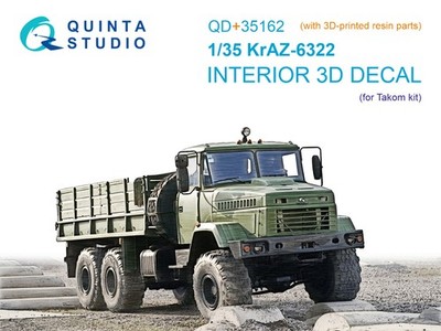 Quinta Studio 1/35 KrAZ-6322 3D-Printed & colour Interior on decal (Takom)