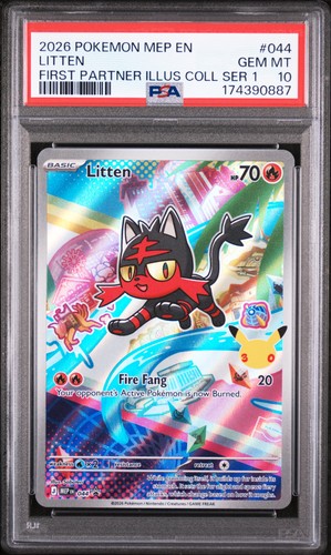2026 POKEMON MEP FIRST PARTNER ILLUSTRATION COLLECTION #044 LITTEN PSA 10