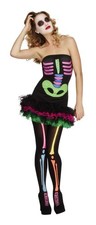 Fever Neon Skeleton Tutu Dress Women's Costume Size XS 2-4