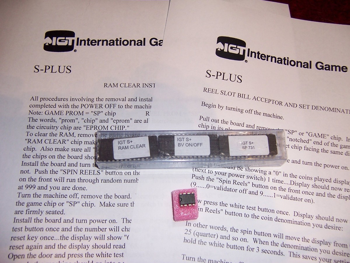 IGT S+ S-Plus Slot machine RAM & BV Bill Validator clear set chip