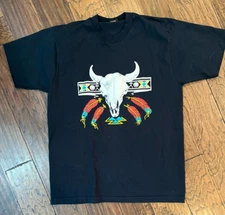 Vintage Native Buffalo Skull Screen Stars Best Mens Graphic T-Shirt Black XL