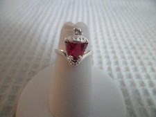 Girls Sterling Silver Pink Sapphire FauxStone Framed Ring w/Giftbox/Bag New Gift