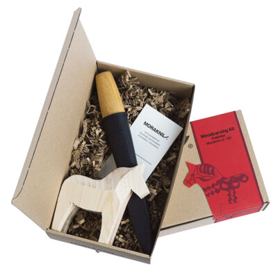 Morakniv Schnitzmesser-Set mit dem Wood Carving 120 und Dalapferd in Geschenkbox