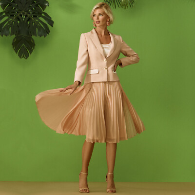 Kleid Dress Dress Jacke Damen elegant festlich puderrosa Carla Ruiz 44 m