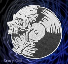 New Skull Record Embroidered Jacket Vest Motorcycle Biker Iron On Patch