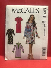 McCalls Pattern 7715 MISSES DRESS Sz 6-14 Fitted Pockets Neckband Bare Shoulders
