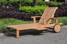Sack Grade-A Teak Wood Arm Sun Chaise Lounger Multi Position Steamer Outdoor