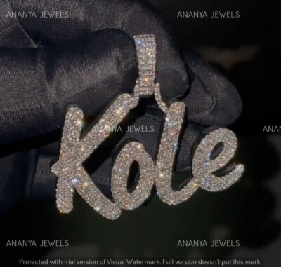 Moissanite Any Custom Letter Name Initial Men's Pendant 925