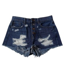 Windsor Blue Medium Wash Distressed Raw Edge Hem Denim Shorts Women's Size Large