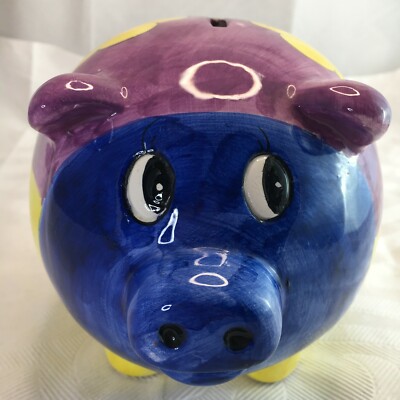 MAXWELL & WILLIAMS Multi Coloured Flower Ceramic China Pig Piggy Money Bank Box 