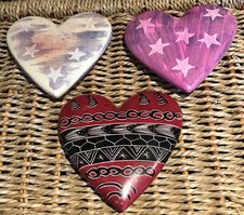 Soapstone Flat Patterned Love Hearts