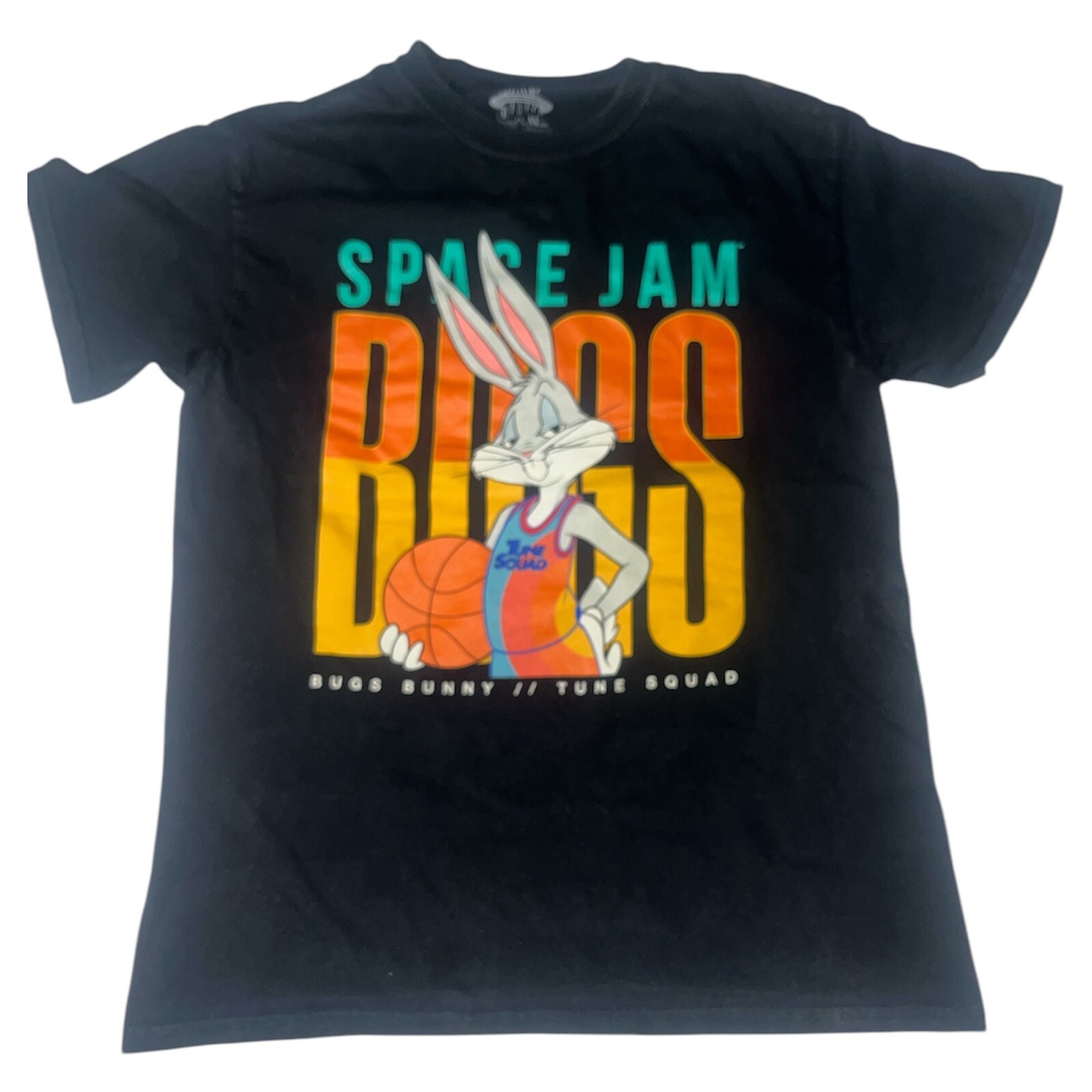 Vintage Space Jam Bugs T-Shirt Black Y2K Cartoon Tee Size Medium USED