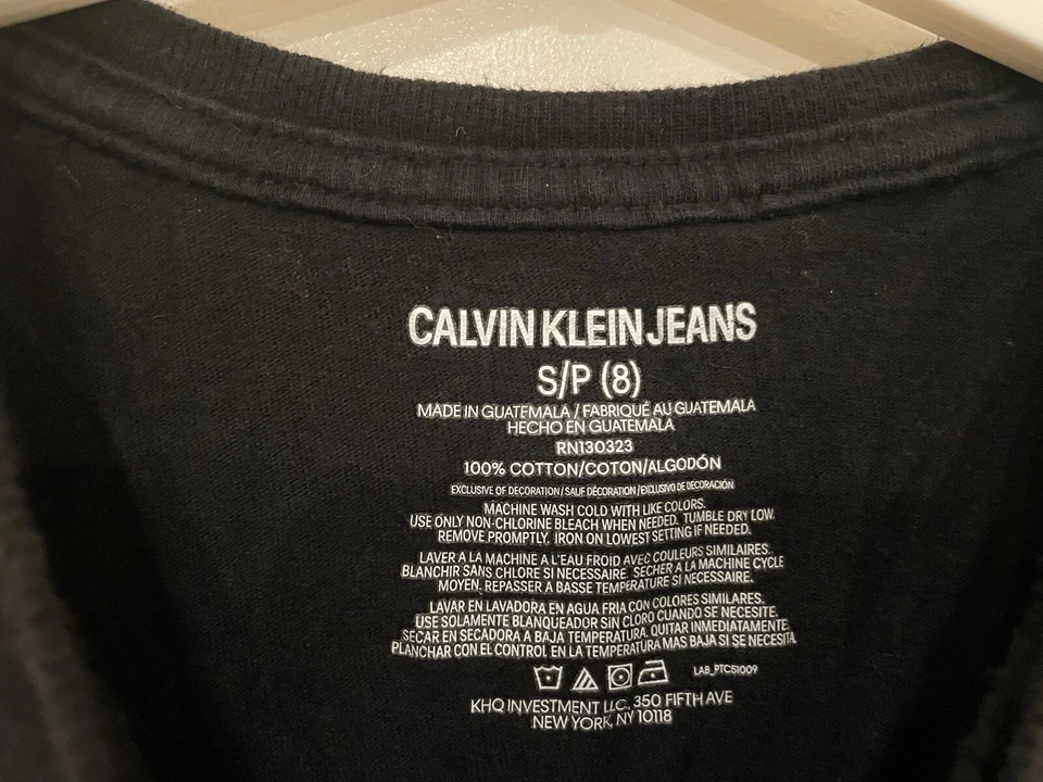 Calvin Klein Jeans Niños Niños Logo 100% Algodón Clásico Cuello Redondo Camiseta Negra S 8 Foto 2 de 4
