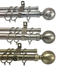 Image of Curtain Pole Extendable Metal Double Layering 28 / 19mm Metal Ball Finial Rings