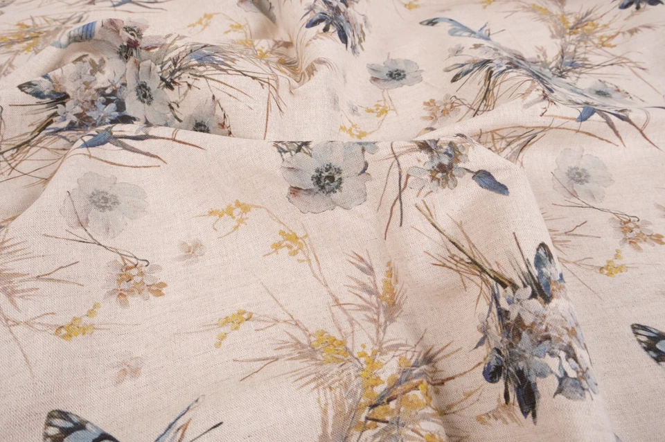 Pure 100% LINEN flower  Soft Fabric 180gsm Flax Clothing fashion floral - Image 2 of 4
