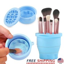 Makeup Brush Cleaner Mat Portable Folding Tool Silicone Organizer Rack 2 In 1 US